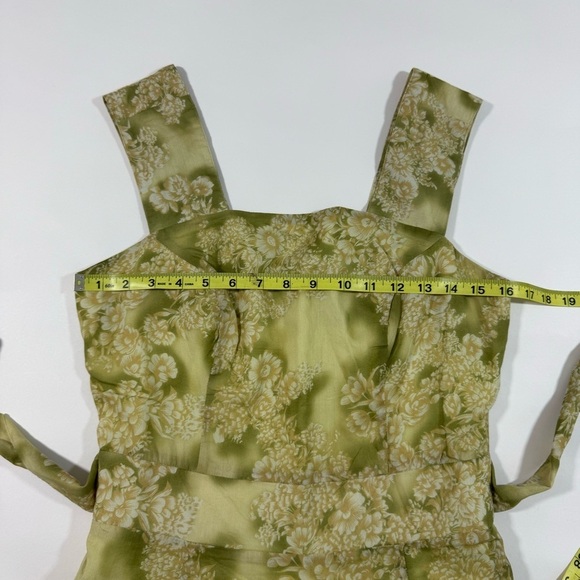 J Peterman Green Floral A Line Dress Tie Waist - Picture 5 of 8